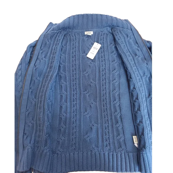 L.L. Bean Women's Cable Knit Blue Cardigan - Picture 4 of 7